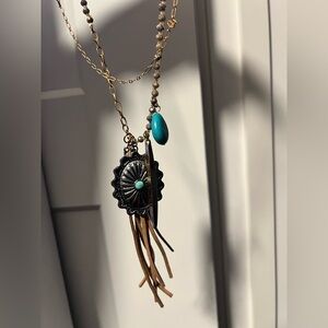 Turquoise and Gold Pendant Necklace